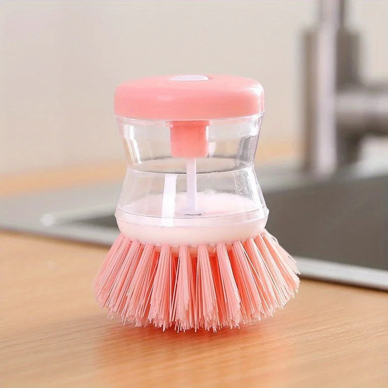 SWANS Press Soap Dispensing Dish Brush – Oil & Grease Scrubber Soap Dispensing Dish Brush SWANS Pink
