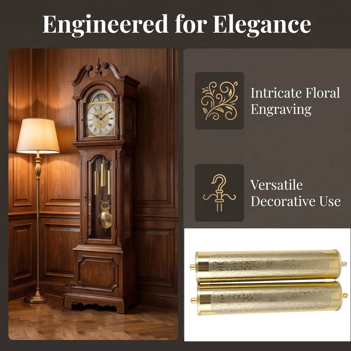 2-Pack Golden Grandfather Clock Weights – DIY Replacement Kit Clock Weight Set SWANS