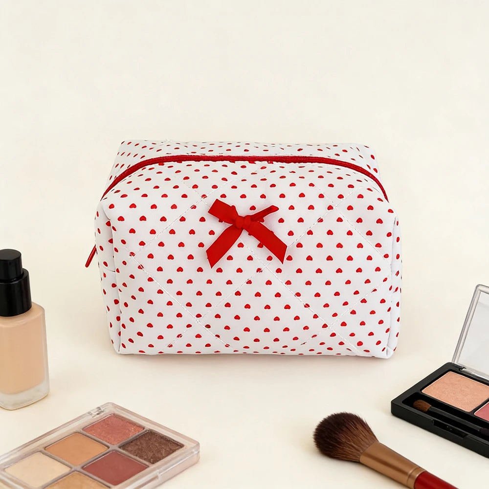 Red Heart Cosmetic Bag – Cute Zipper Makeup Pouch Organizer Makeup Bag SWANS