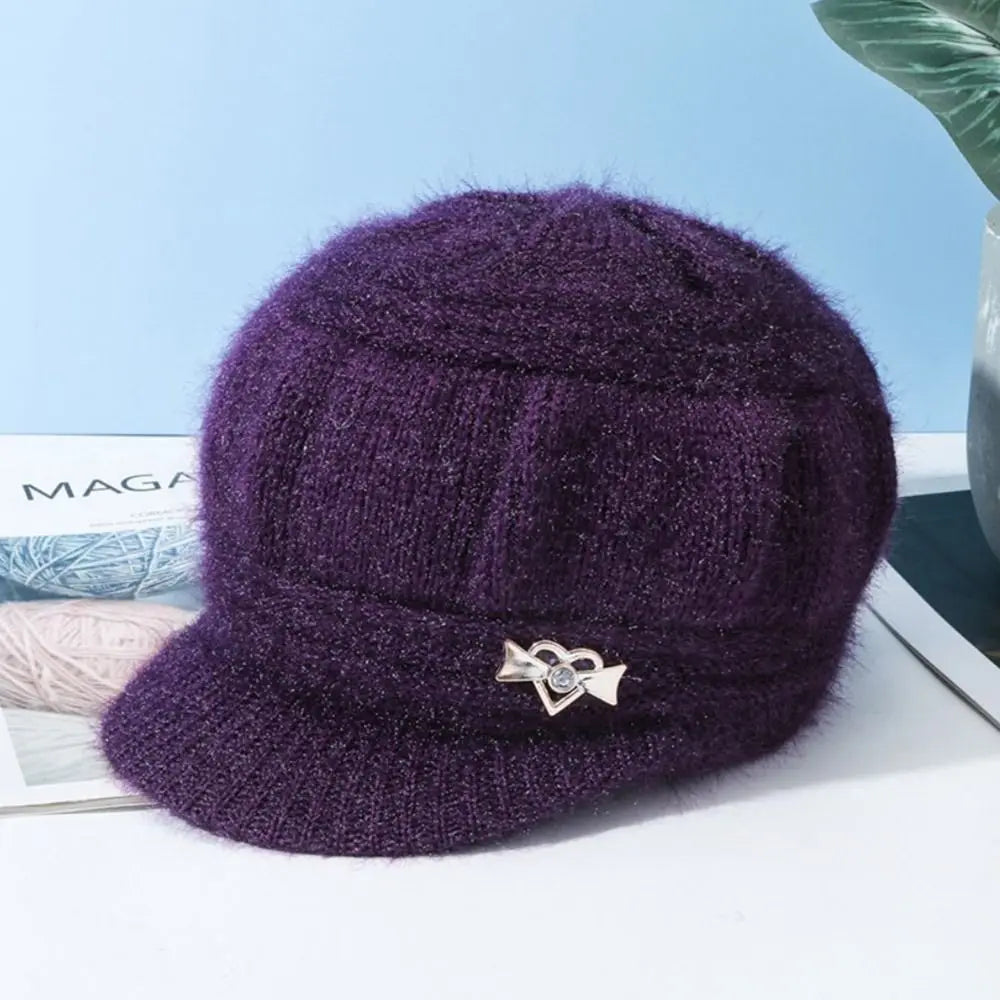 Women's Winter Knitted Beanie Hat – Warm Windproof Cap Knitted Beanie Hat SWANS Purple