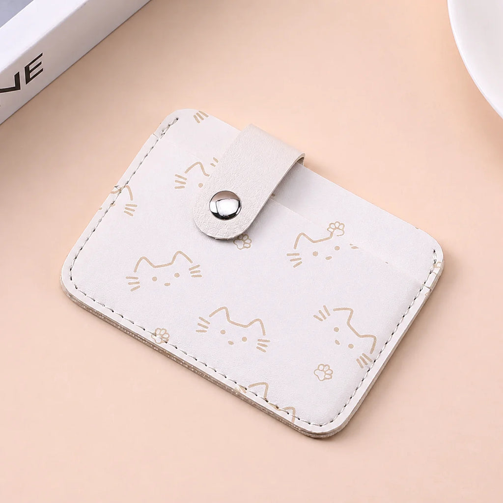 Women's Cat Print PU Leather Card Holder – Anti-Magnetic Mini Wallet Mini Card Wallet SWANS