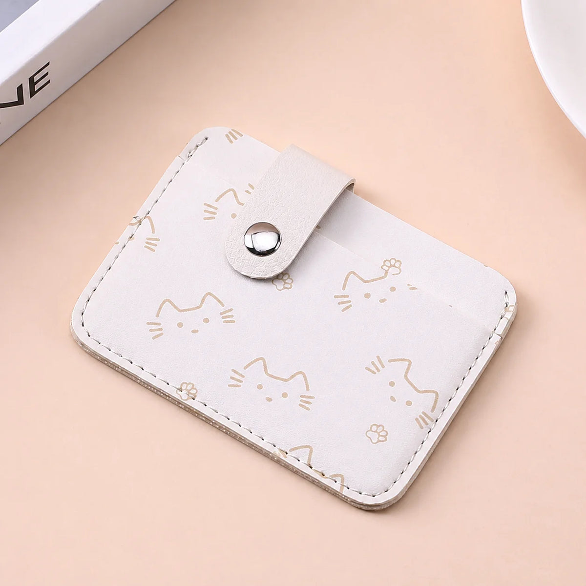 Women's Cat Print PU Leather Card Holder – Anti-Magnetic Mini Wallet Mini Card Wallet SWANS