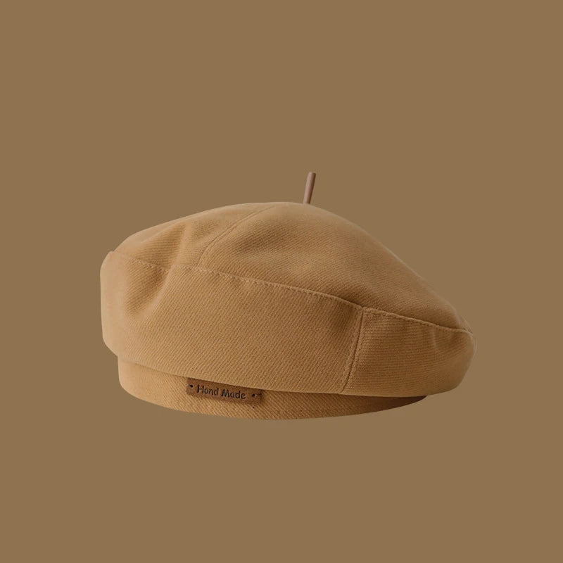 Women's Wool Beret – Vintage Octagonal Artist Hat Women's Beret Hat SWANS khaki