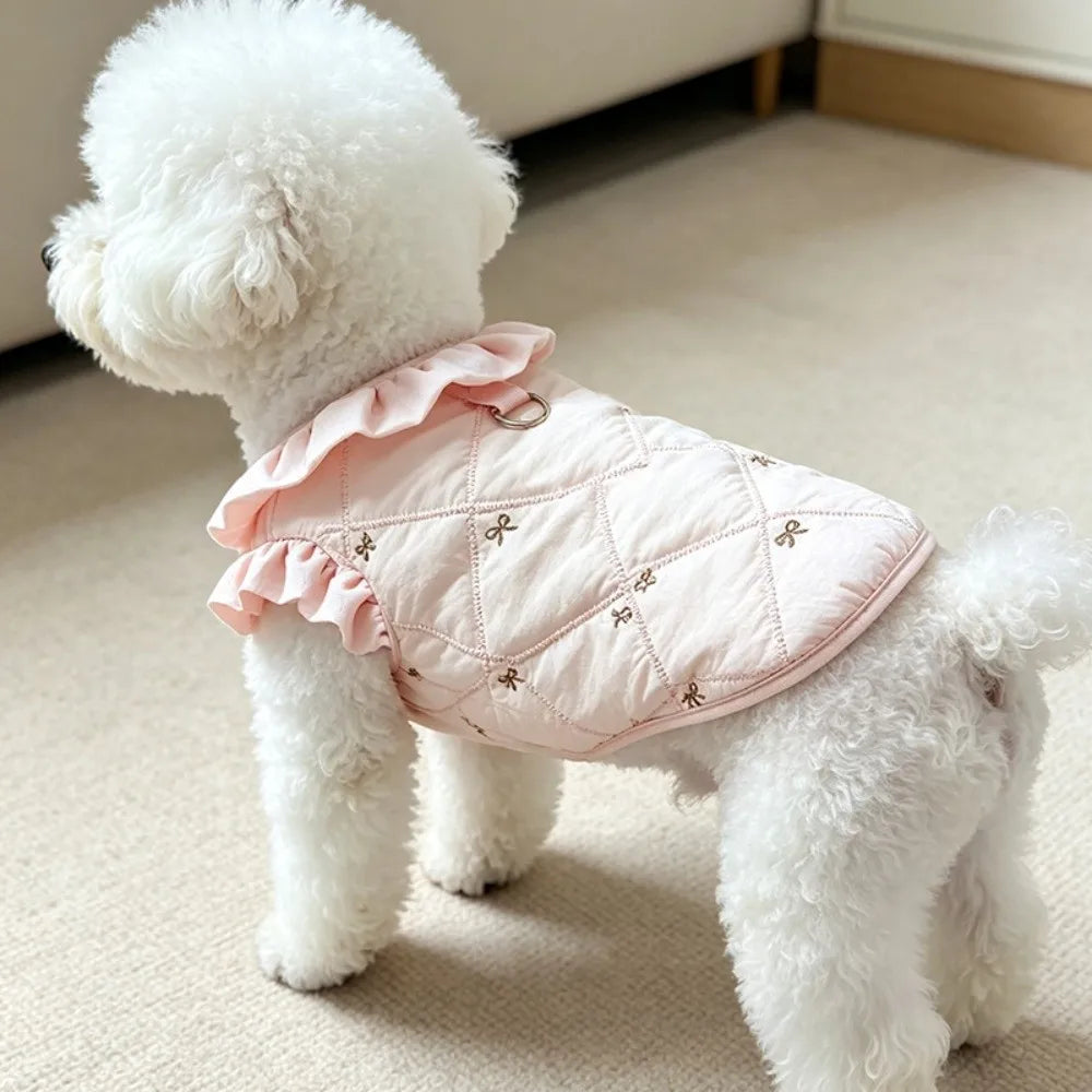 Winter Dog Jacket – Windproof Bowknot Embroidery Vest S–2XL Dog Winter Jacket SWANS Pink S
