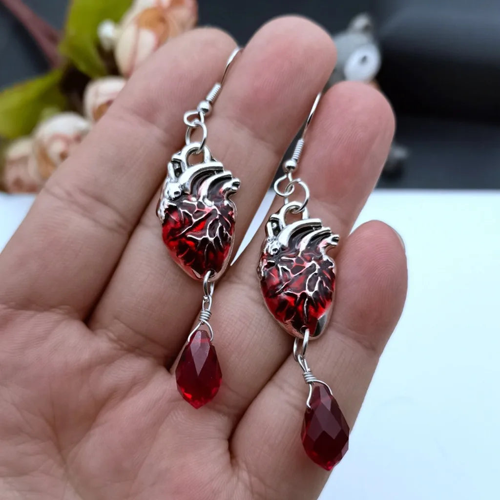 Gothic Vampire Hand Heart Drop Earrings – Punk Halloween Gothic Drop Earrings SWANS B