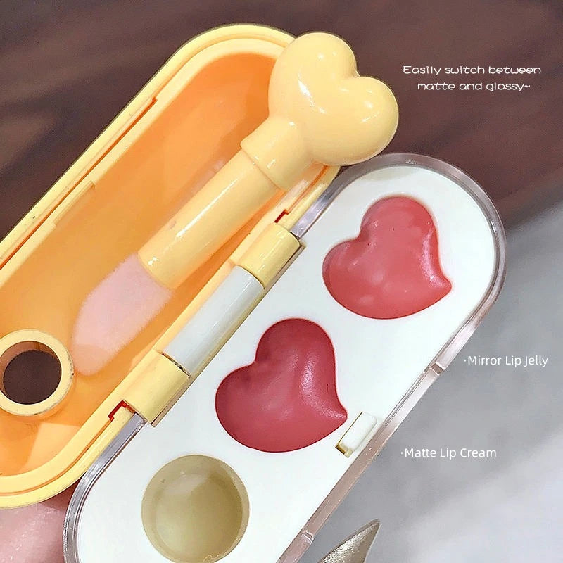 2-in-1 Matte & Mirror Lip Gloss Set – Long-Lasting Dual Tint Dual Finish Lip Gloss SWANS