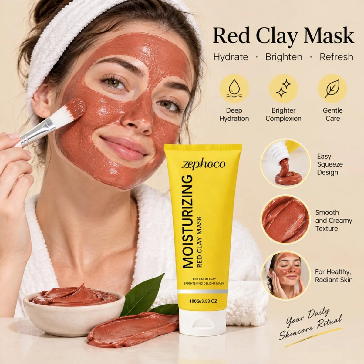 VIARELINE Red Clay Face Mask – Brightening & Oil Control Clay Face Mask SWANS