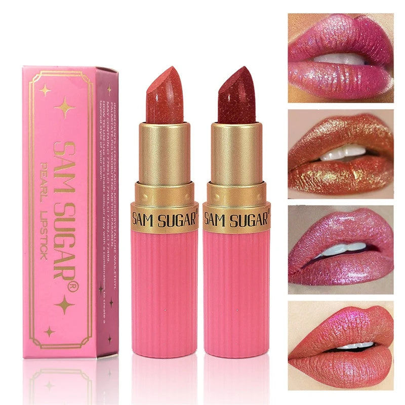 Pearlescent Glitter Lipstick – Waterproof Metallic Shimmer Gloss Shimmer Lipstick SWANS