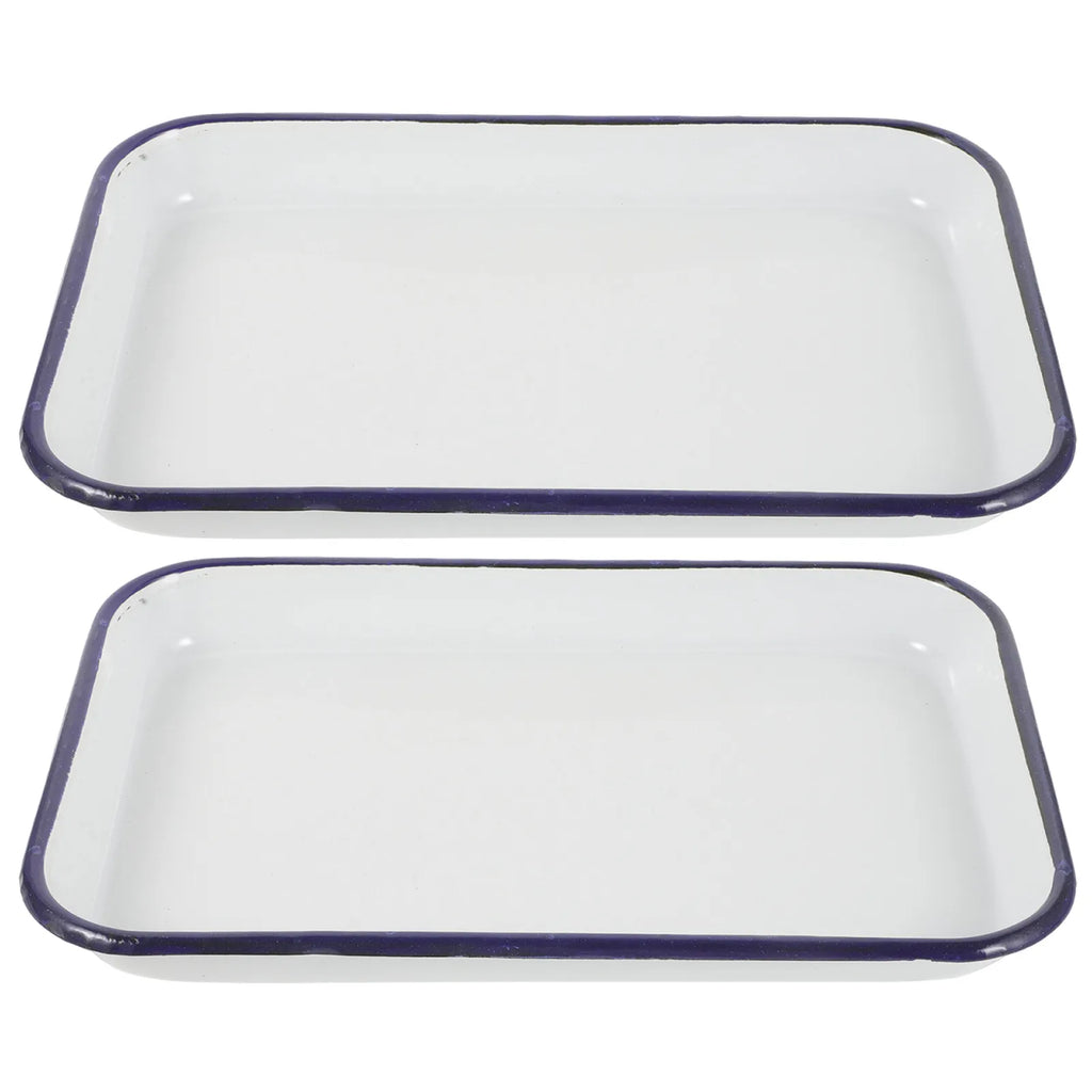 ROSENICE 2-Pc Enamel Rectangular Roasting & Baking Pan Set Enamel Baking Pan SWANS