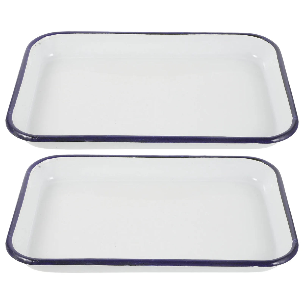 ROSENICE 2-Pc Enamel Rectangular Roasting & Baking Pan Set Enamel Baking Pan SWANS