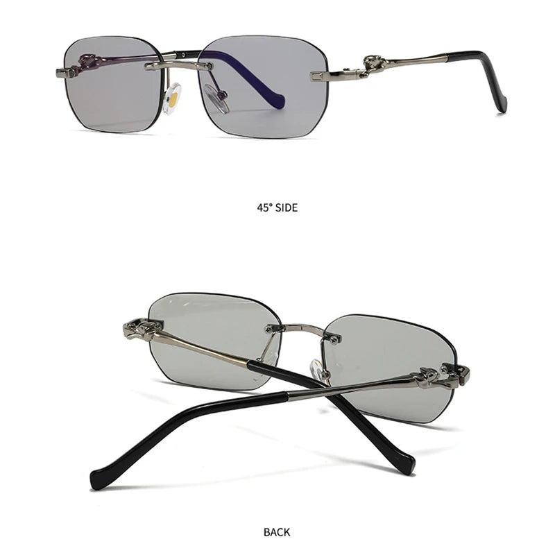 TOYEARN Rimless Y2K Sunglasses UV400 Unisex Metal Punk Shades Fashion Sunglasses SWANS