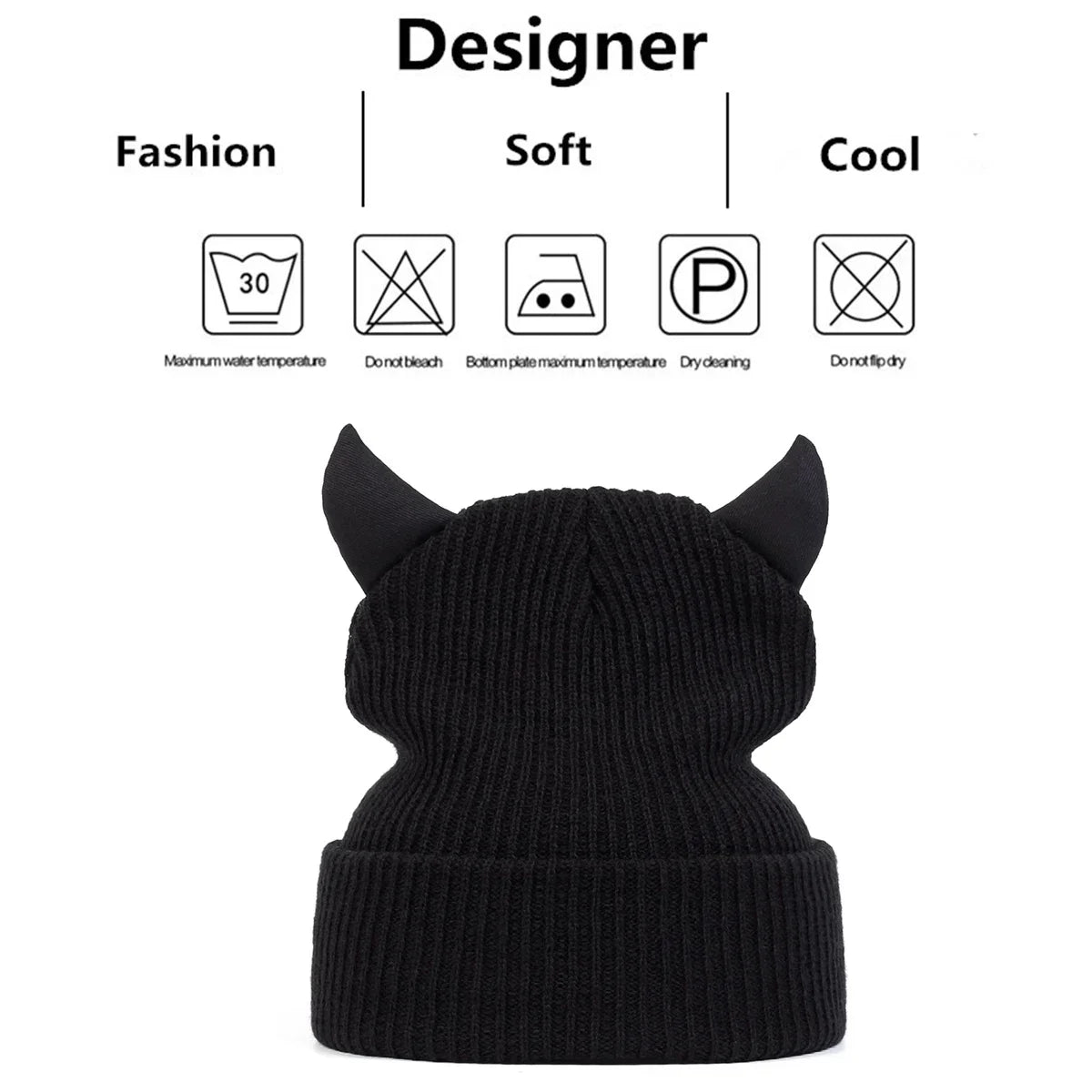Unisex Bull Horn Beanie Hat – Hip Hop Knit Cap Women & Men Knit Beanie Hat SWANS