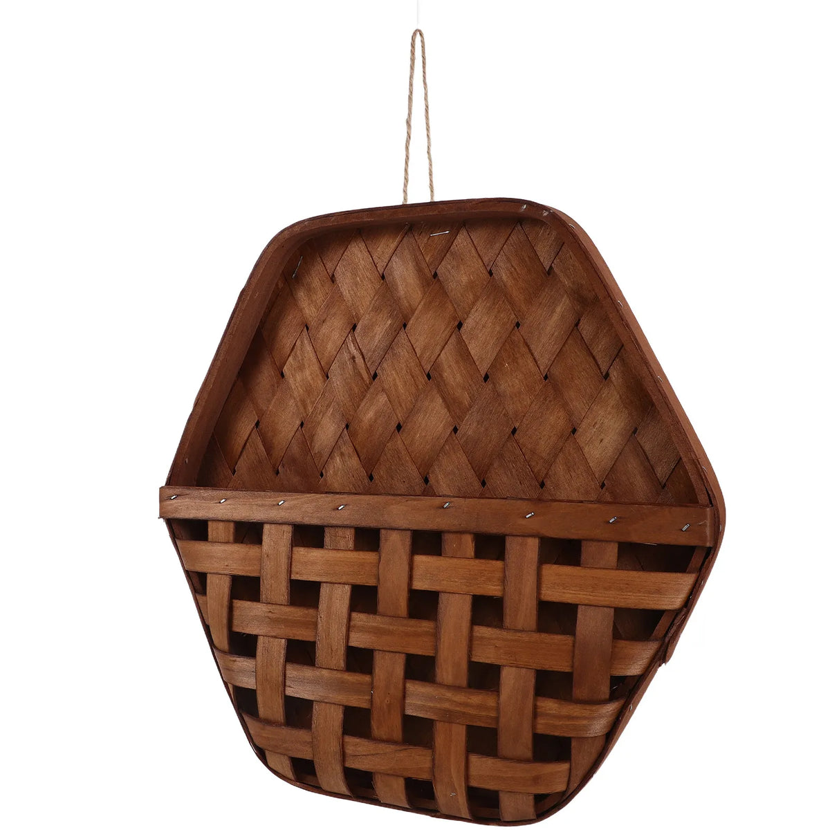 Woven Wood Wall Basket – Rustic Farmhouse Flat Back Flower Holder Decorative Wall Basket SWANS