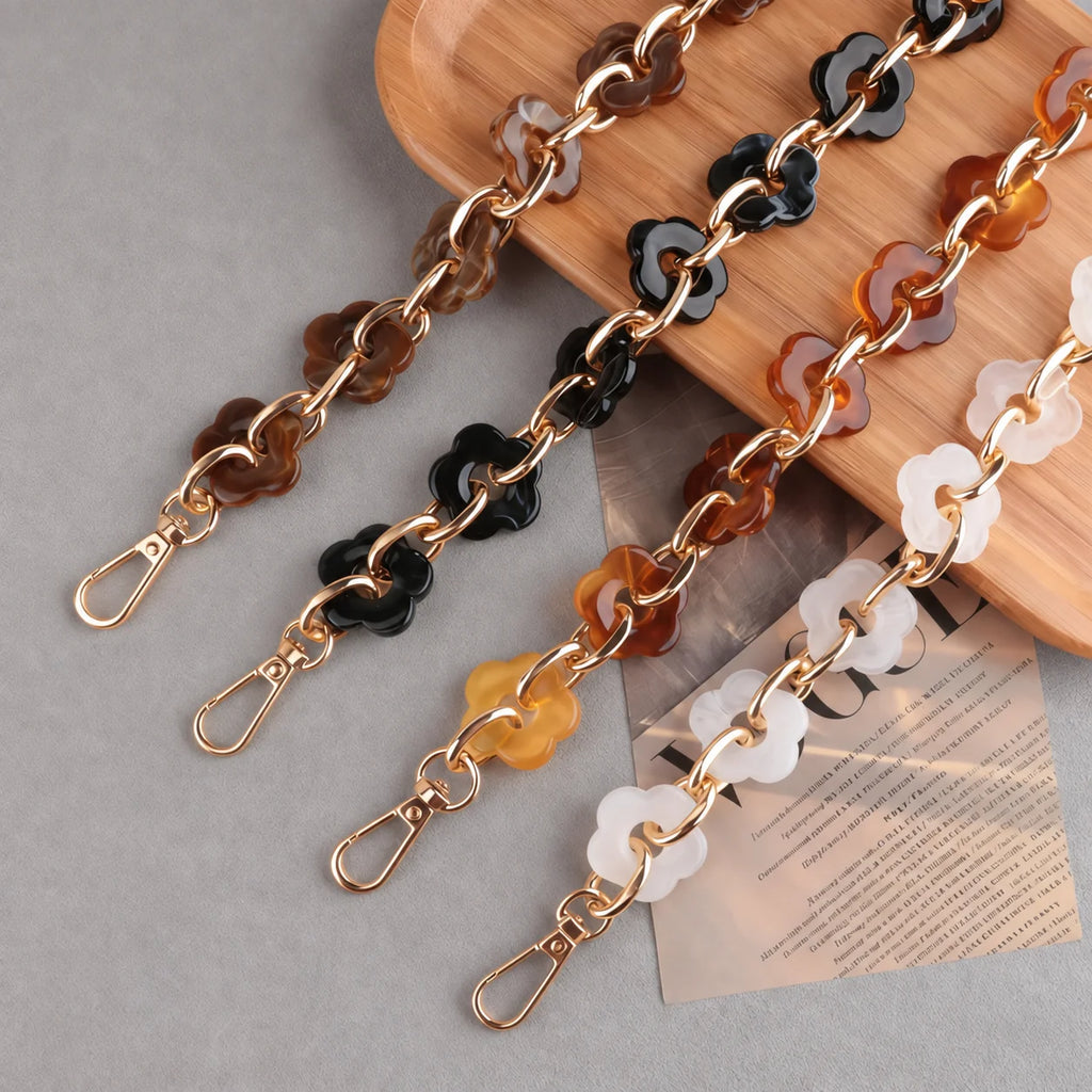 Flower Resin Acrylic Bag Chain Shoulder Strap – Multi Size Bag Chain Strap SWANS