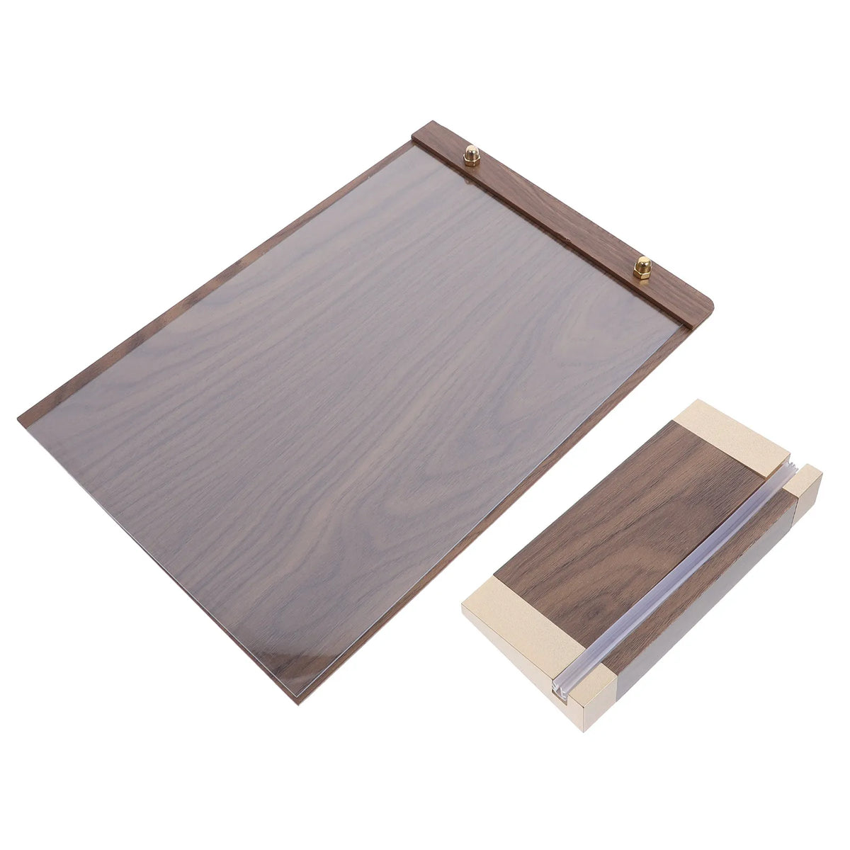 Acrylic Sign Holder 8.5x11 Walnut Wood Base Tabletop Menu Display Tabletop Sign Holder SWANS