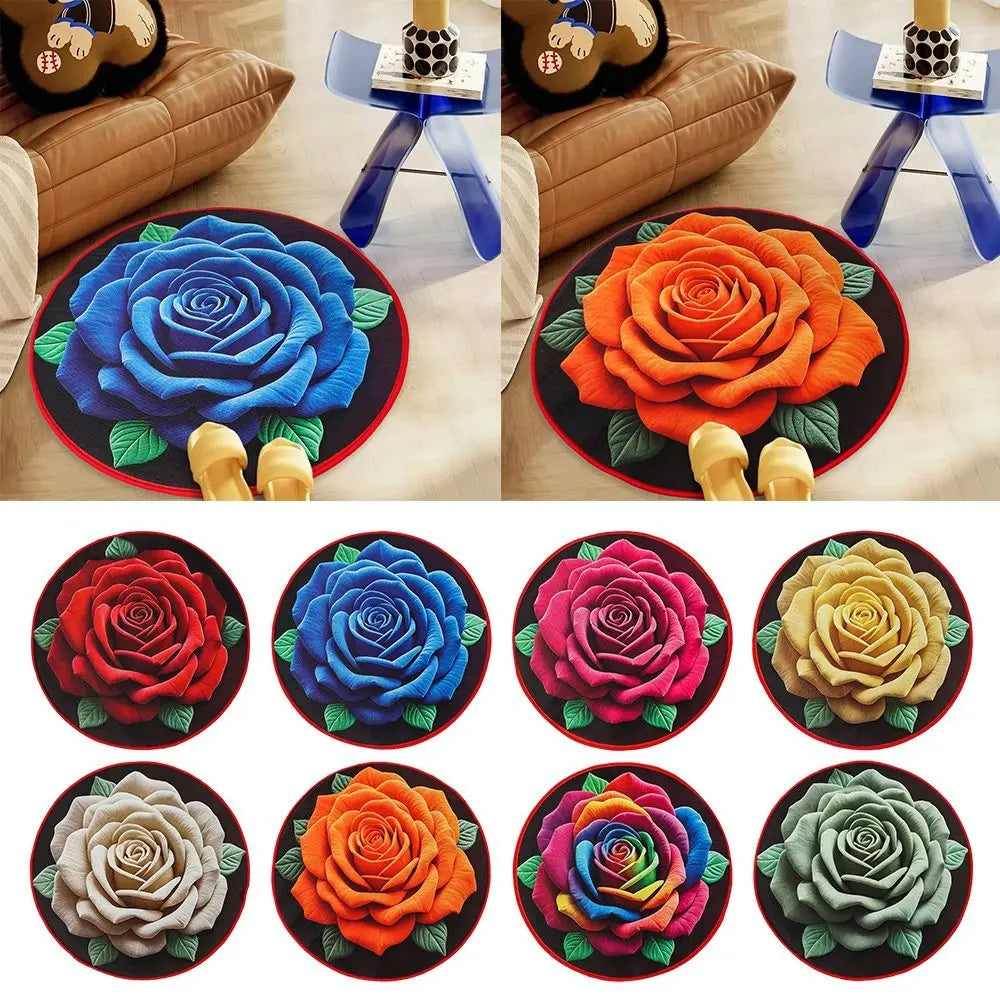 Non-Slip Rose Round Rug – Quick-Dry Absorbent Floor Mat Decorative Floor Rug SWANS