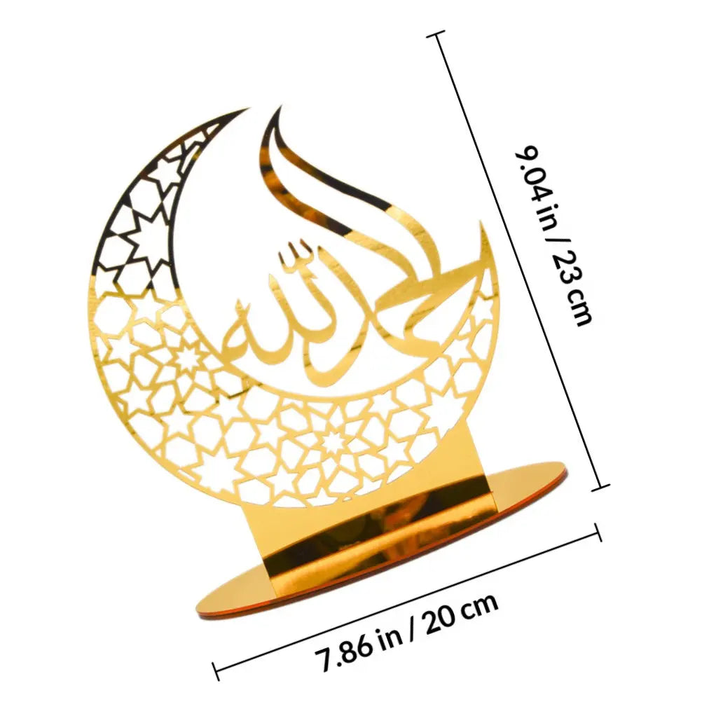 Acrylic Ramadan Eid Mubarak Ornament – Golden Desktop Decor Festival Tabletop Ornament SWANS