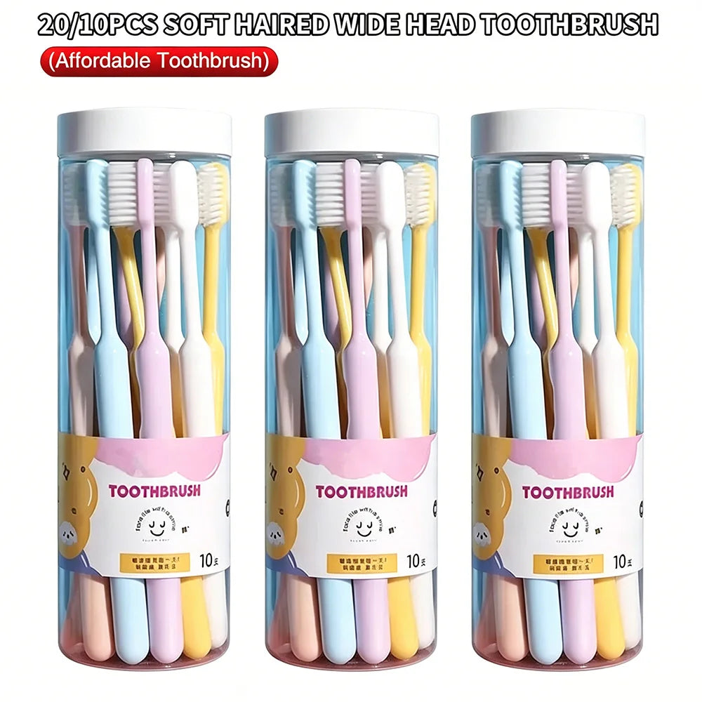 SWANS Soft Bristle Adult Toothbrushes 10 or 20 Pack Bucket Manual Toothbrush Set SWANS