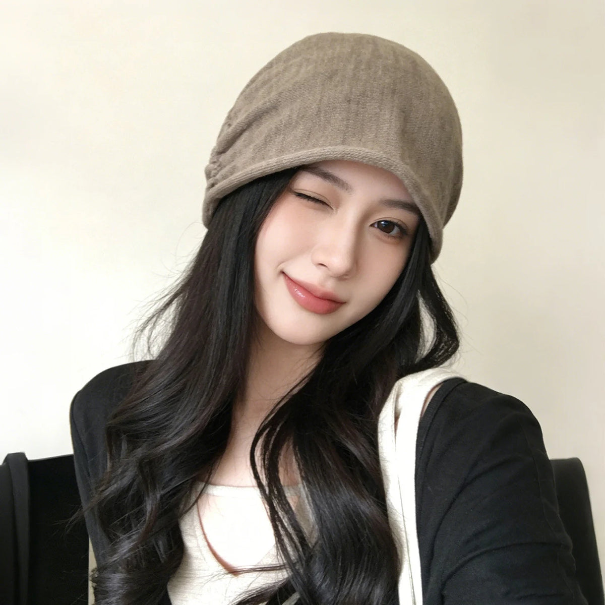 Women's Slouchy Knit Beanie – Baggy Solid Color Winter Hat Knit Beanie Hat SWANS