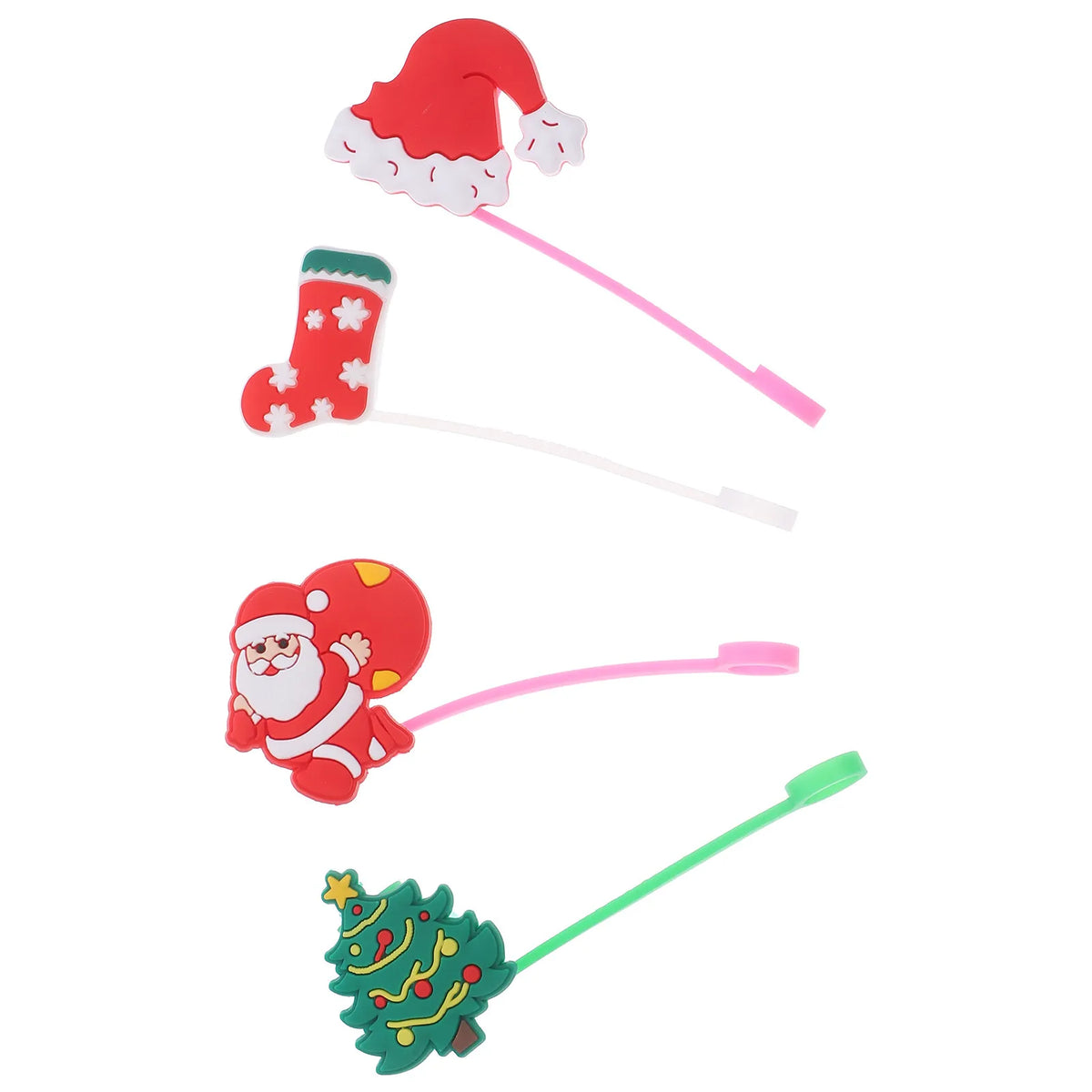 4-Pack Christmas Silicone Straw Covers – Cartoon Dust Plug Caps Straw Cover Caps SWANS