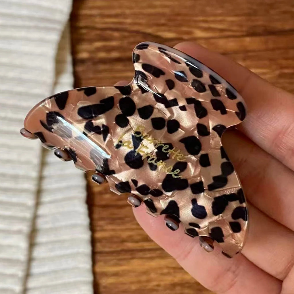 Leopard Print Hair Claw Clip – Large Acrylic French Barrette Hair Claw Clip SWANS Leopard