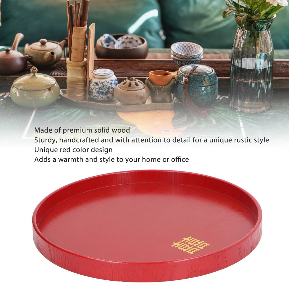 SWANS Solid Wood Serving Tray – Rustic Red Snack & Fruit Board Wood Serving Tray SWANS