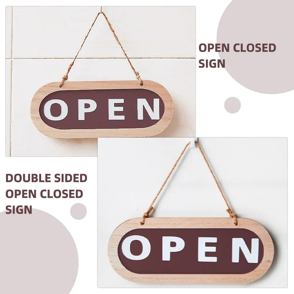 Retro Wooden Open Closed Sign – Double-Sided Hanging Door Sign Hanging Door Sign SWANS