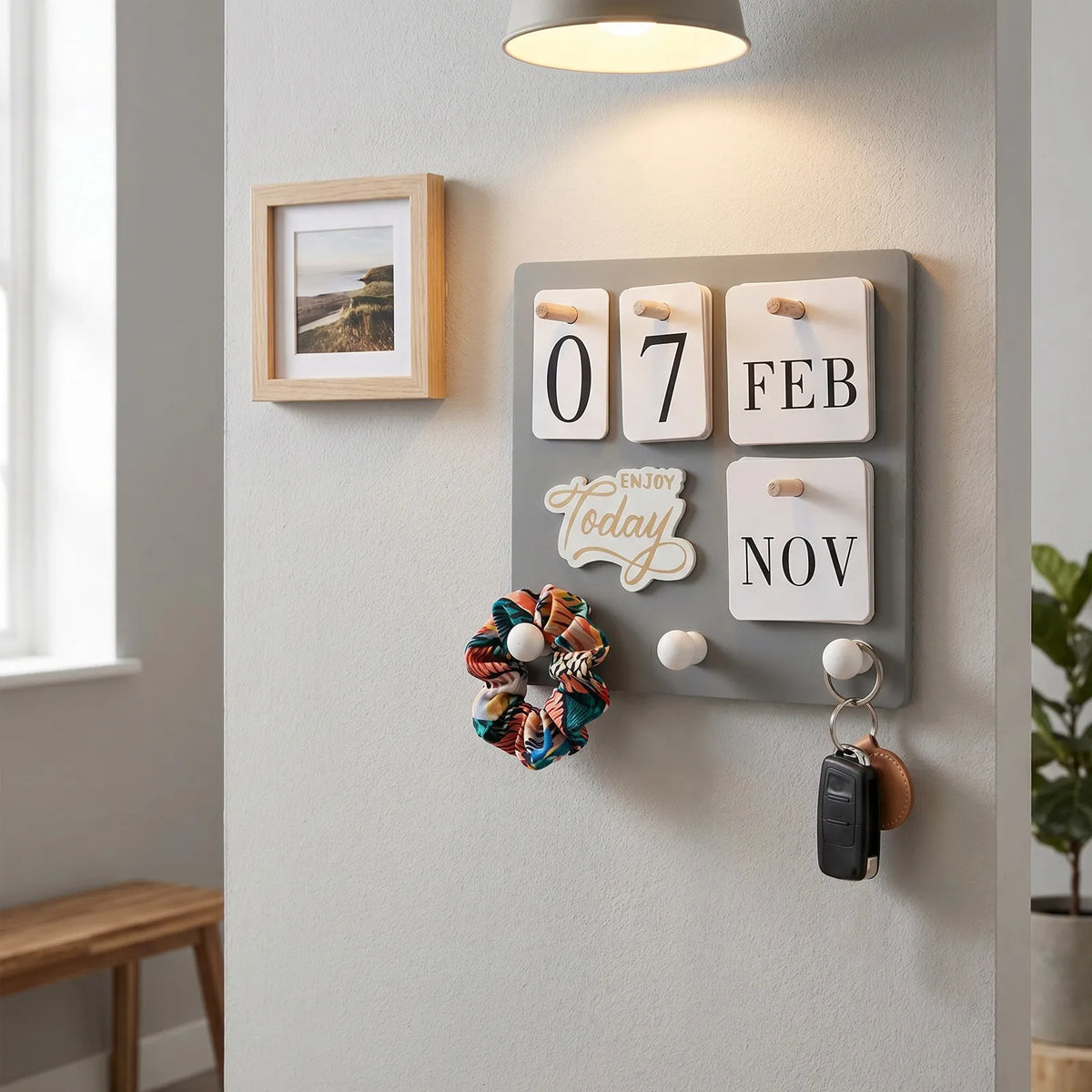 Wood Perpetual Calendar – Wall Mount & Desk with Hook Perpetual Calendar SWANS