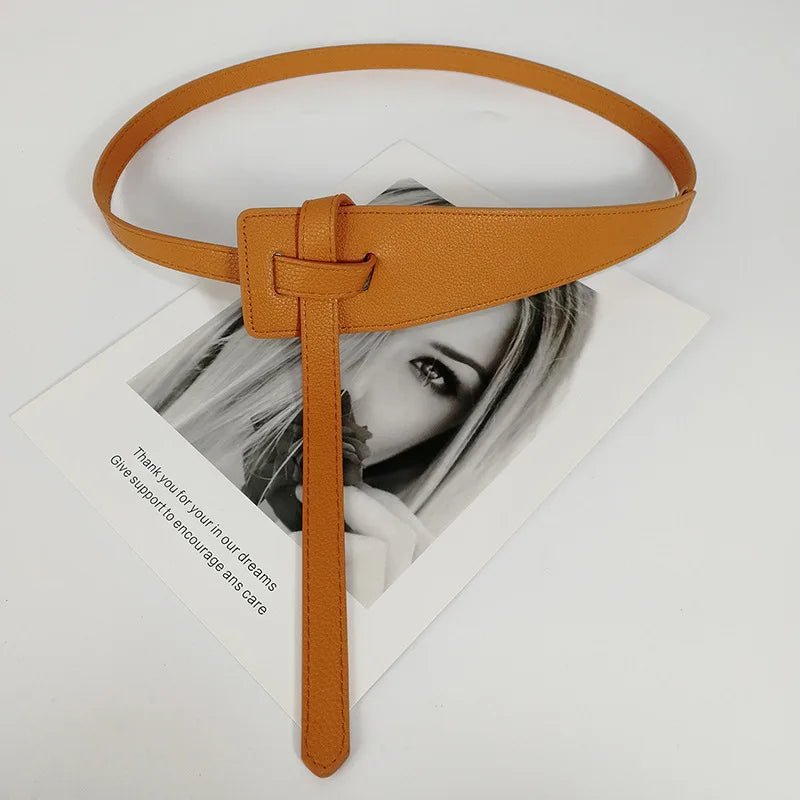 Women's Wide Knot PU Leather Belt – Waist Dress Cummerbund Wide Waist Belt SWANS khaki 125cm