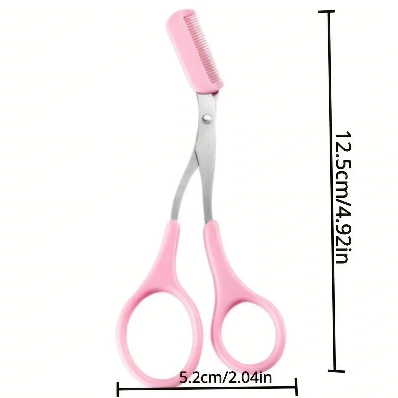 SWANS Eyebrow Scissors with Comb & Tweezers Grooming Kit Eyebrow Grooming Kit SWANS Pink 1pc