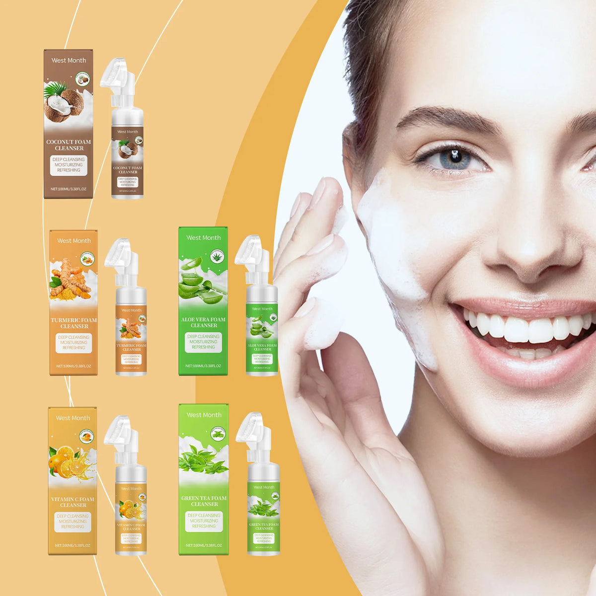 West&Month Brightening Foam Facial Cleanser 100ml Foam Facial Cleanser SWANS