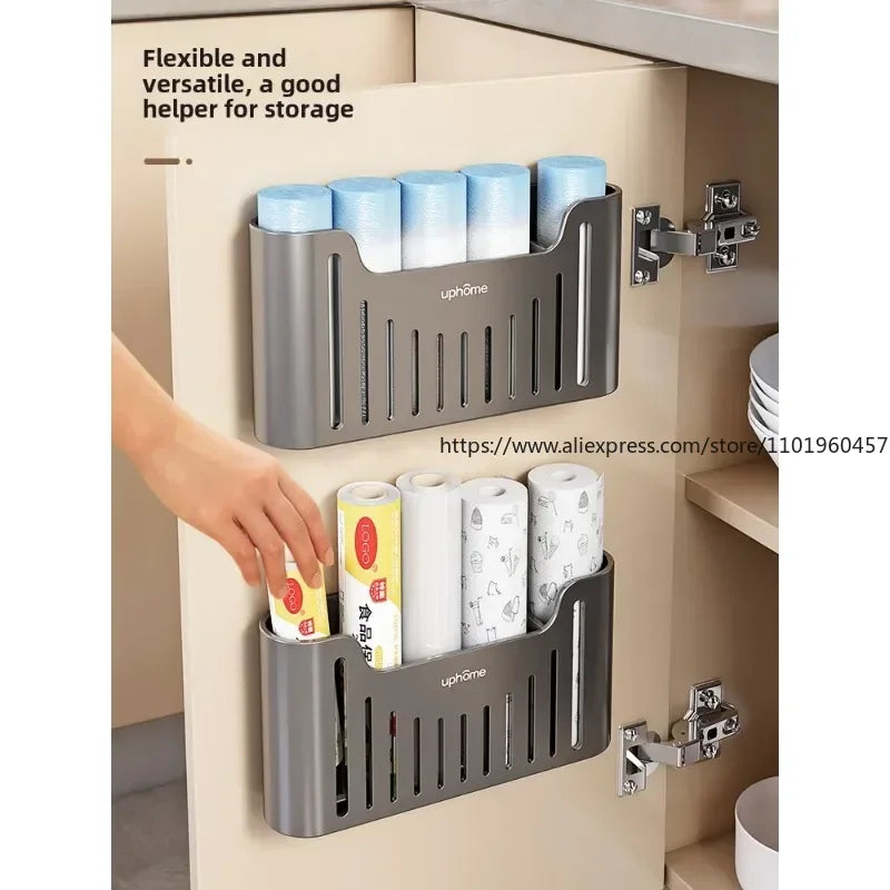 SWANS Wall-Mounted Bag Dispenser – No-Drill Kitchen Storage Wall Storage Dispenser SWANS