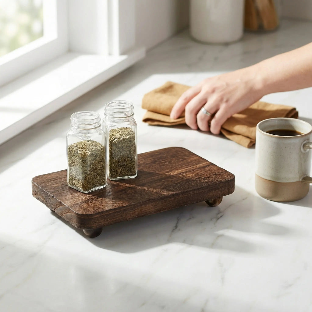 3-Piece Wood Display Riser Stand Set – Kitchen & Bathroom Décor Wood Display Riser SWANS