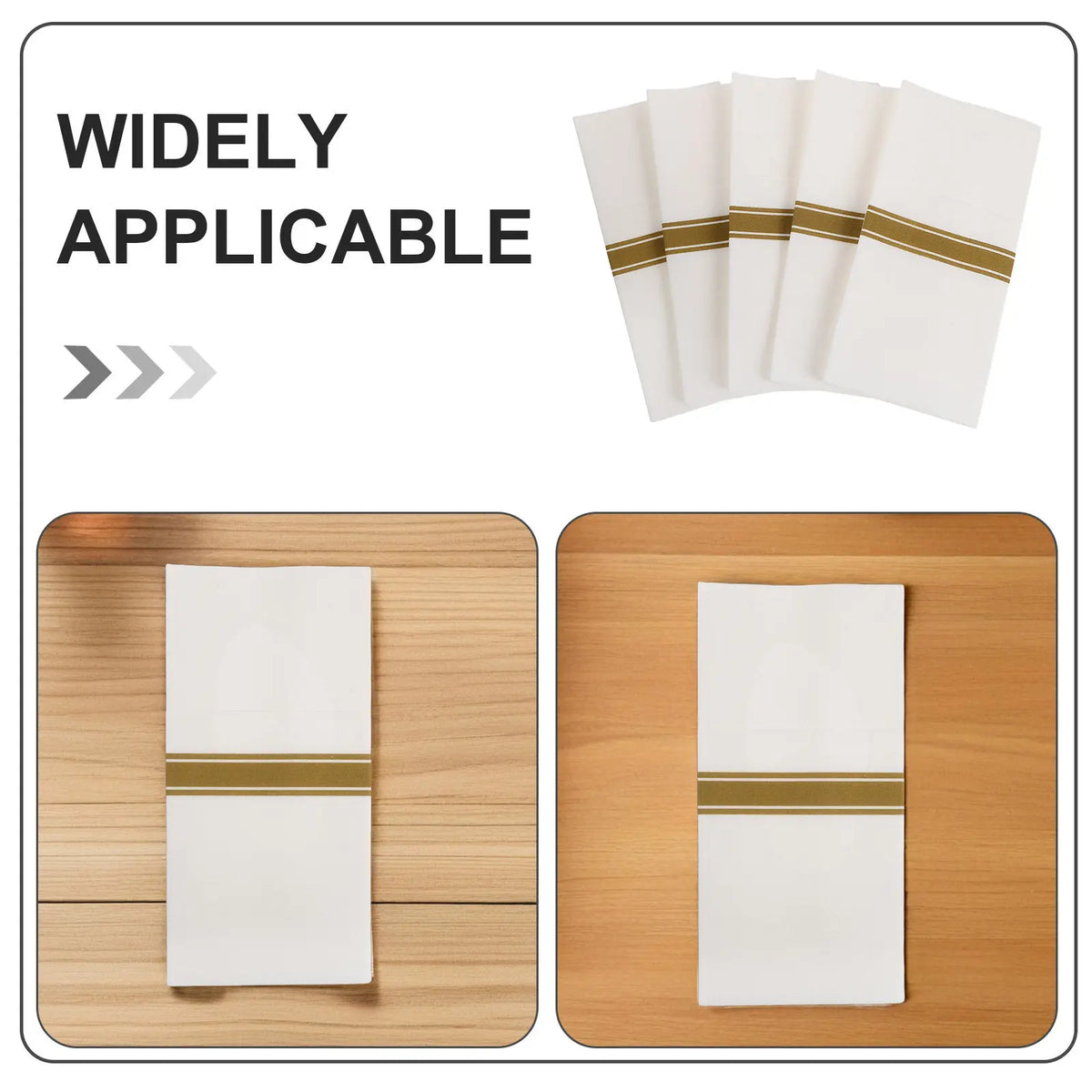 50-Pack Gold Trim Prefolded Disposable Dinner Napkins with Pocket Disposable Dinner Napkins SWANS