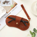 Leather Sunglasses Pouch – Lychee Pattern Case & Wrist Strap Eyewear Case SWANS Brown