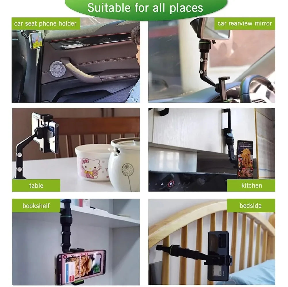 Retractable Rearview Mirror Phone Mount – 360° Universal Car Phone Mount SWANS