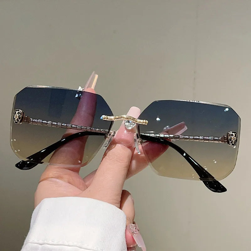 Y2K Snake Rimless Sunglasses – Steampunk UV400 Shades Fashion Sunglasses SWANS Blue Tea