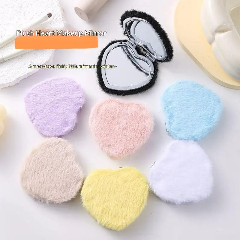 YOVIP Plush Folding Double-Sided Compact Makeup Mirror Compact Makeup Mirror SWANS
