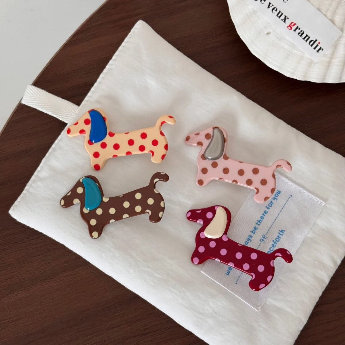 Dachshund Polka Dot Hair Clip – Cute Aesthetic Barrette Hair Clip Barrette SWANS