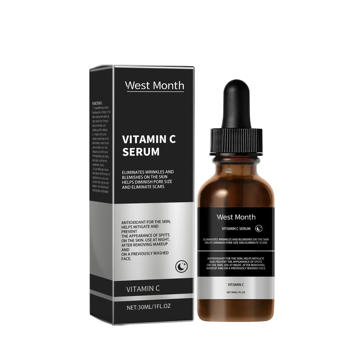 West&Mont Anti-Aging Face Serum – Hyaluronic Acid & Vitamin C Anti-Aging Face Serum SWANS 30ml boxed
