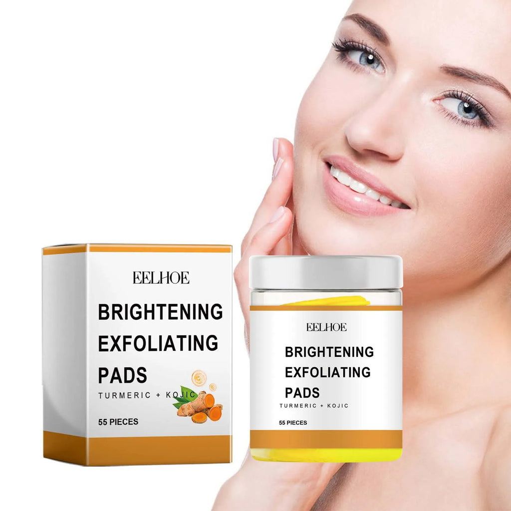 EELHOE Turmeric Kojic Acid Exfoliating Face Pads 55pcs Exfoliating Face Pads SWANS