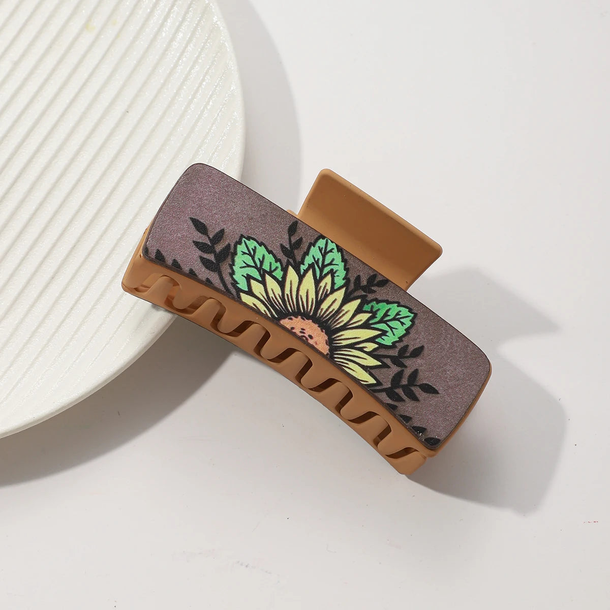 Western PU Leather Hair Claw Clips – Sunflower Southwest Print Hair Claw Clips SWANS 10