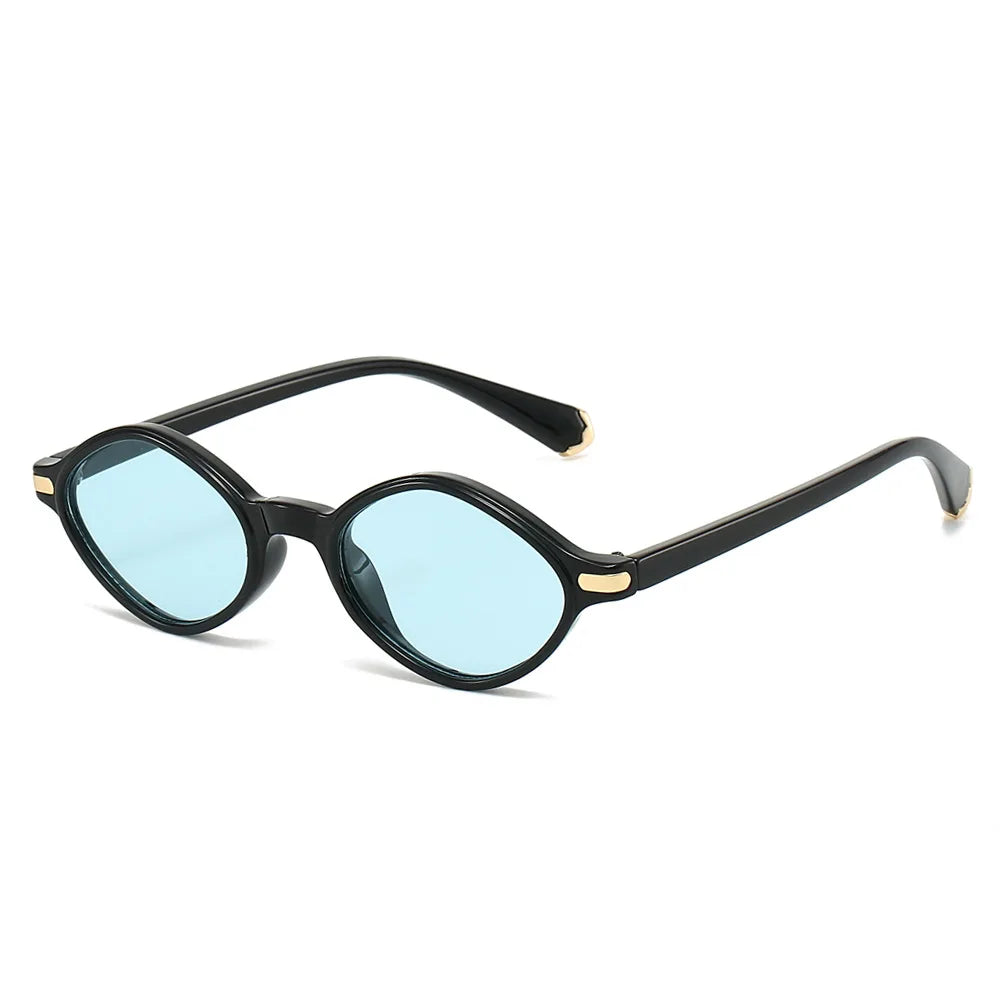Y2K Vintage Rhombus Sunglasses UV400 Punk Small Frame Fashion Sunglasses SWANS Black Blue