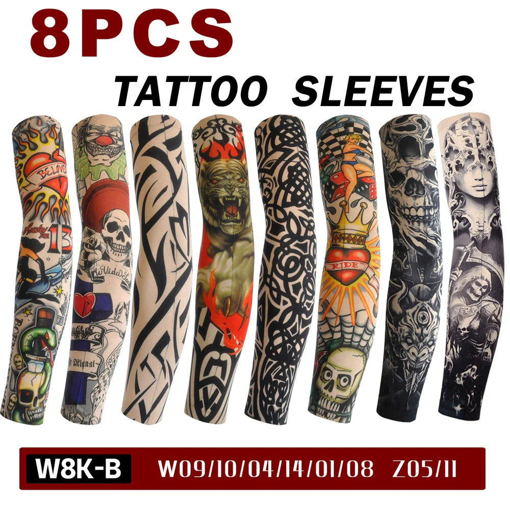 8-Pack Tattoo Arm Sleeves – UV Sun Protection Elastic Covers Tattoo Arm Sleeves SWANS B One Size