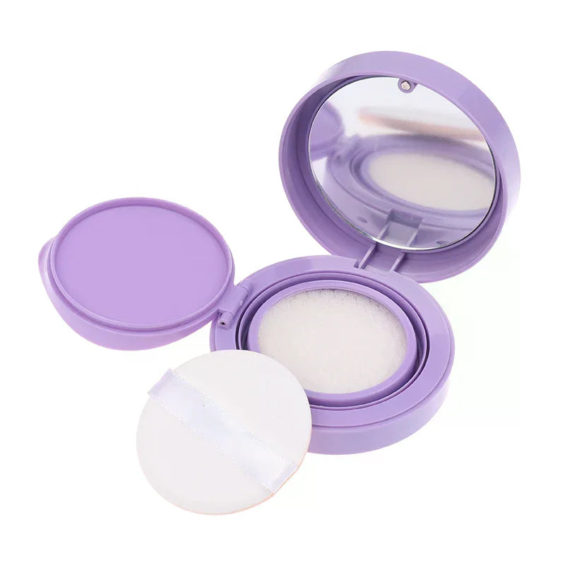 Purple Air Cushion Foundation DIY Case with Mirror & Sponge Makeup Compact Case SWANS