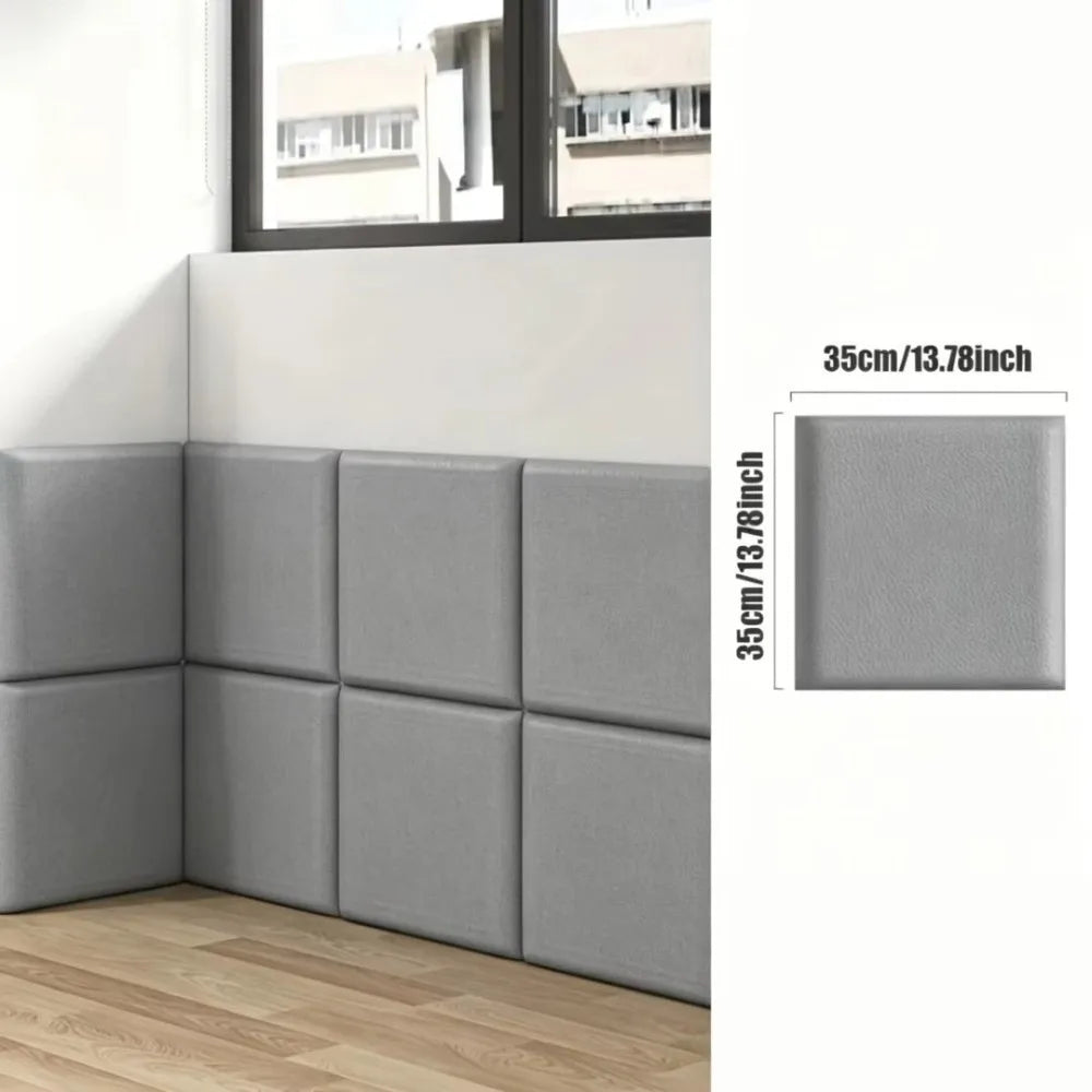 Self-Adhesive Soft Wall Panels PU Cushion Tiles 35x35cm Soft Wall Panels SWANS Grey