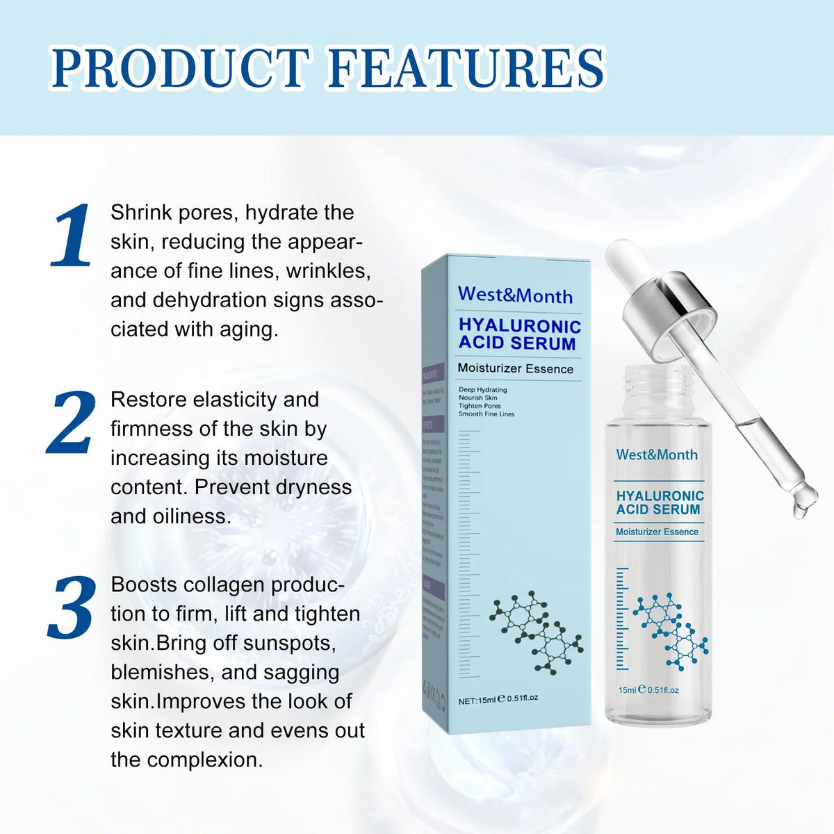 WEST MONTH Hyaluronic Acid Face Serum – Firming & Hydrating Face Serum SWANS