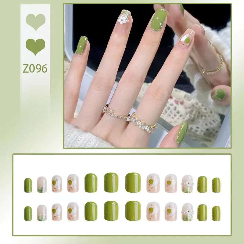 Press On Acrylic Nails – 24pc French Tip Fake Nail Set & Glue