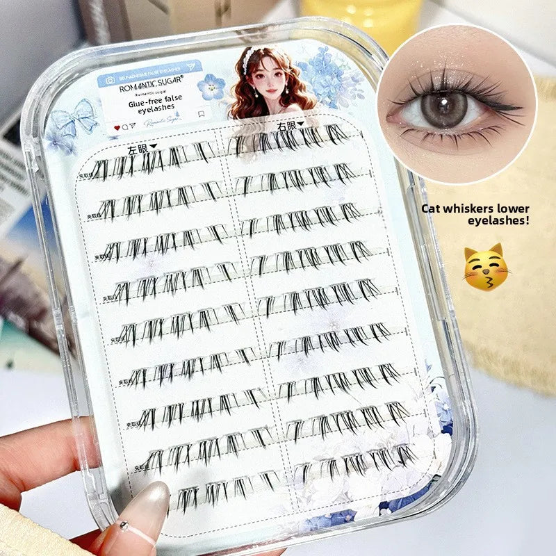 No-Glue Cat Eye False Under Lashes – Natural Wispy Reusable False Eyelashes SWANS