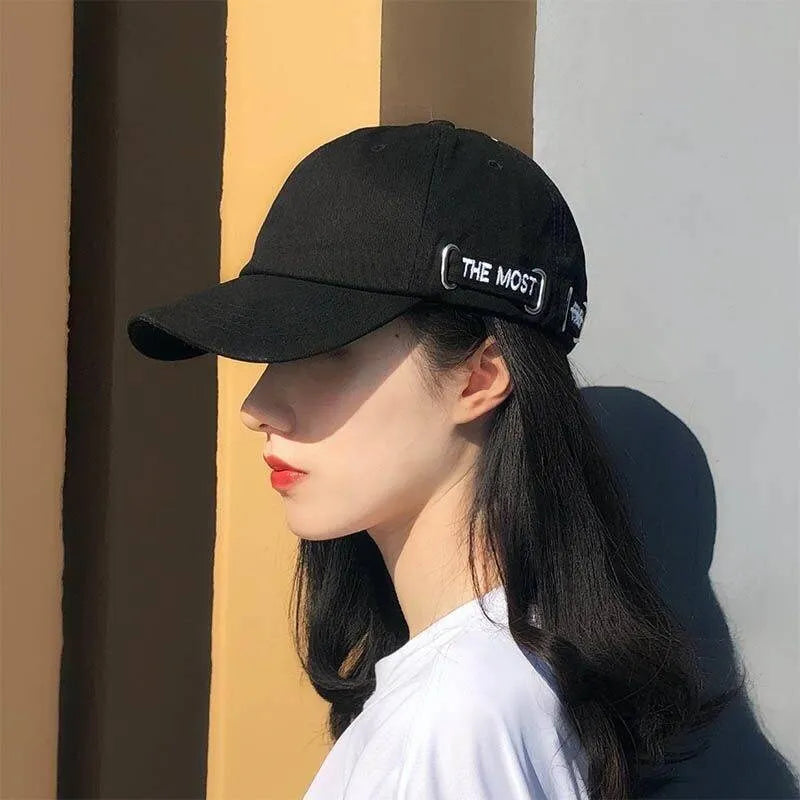 Letter Embroidery Baseball Cap – Unisex Streetwear Sun Hat Baseball Cap SWANS black Adjustable